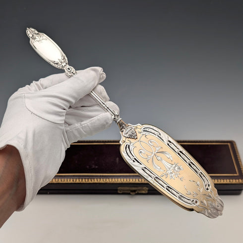 約 1900 年法國古董 950 銀糕點服務器 109 克 Eugene Lefebvre 帶盒